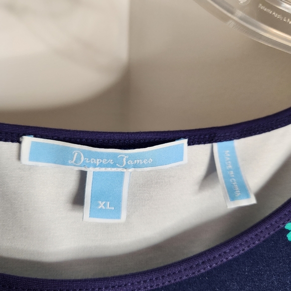 Draper James Dress womens XL floral sleeveless navy ponte a-line - Picture 2 of 5